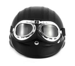 Bild von Jet-Helm Vintage Style", Farbe Schwarz/Schwarz, mit Brille, Grösse 54-60cm"
