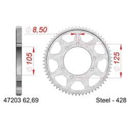 Zeige Details für Zahnkranz AFAM Aprilia, Malaguti, Mondial, Rieju 428/62Z Bild von Zahnkranz AFAM Aprilia, Malaguti, Mondial, Rieju 428/62Z