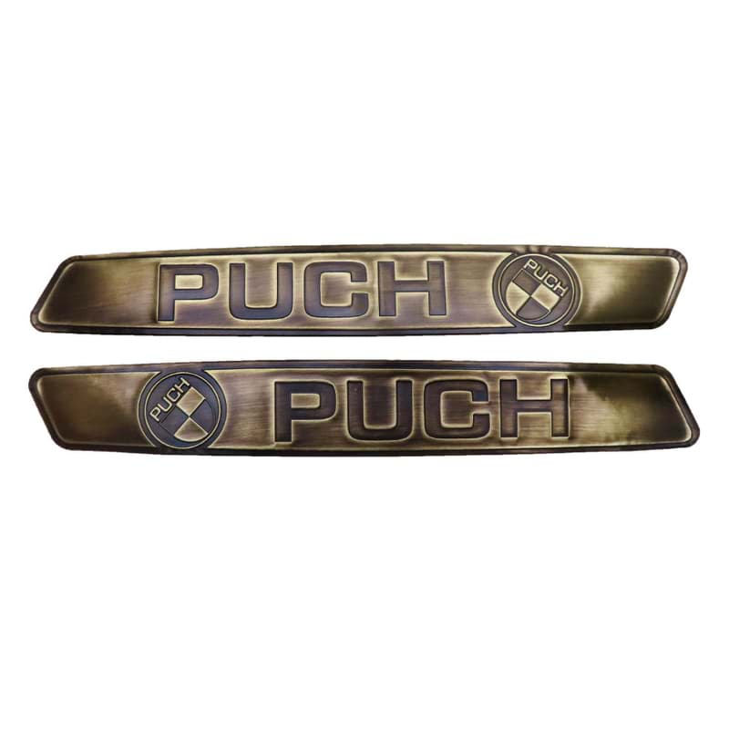 Bild von Sticker-Set Puch-Maxi aus Metall, gold, für Tank (links/rechts)