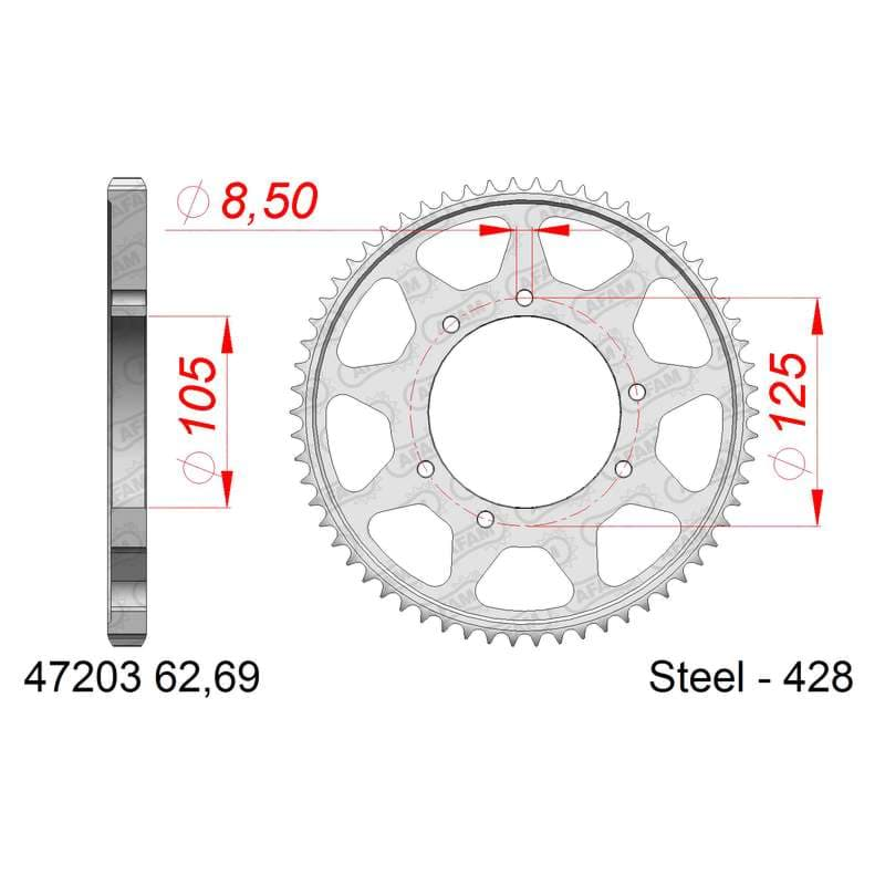 Bild von Zahnkranz AFAM Aprilia, Malaguti, Mondial, Rieju 428/62Z