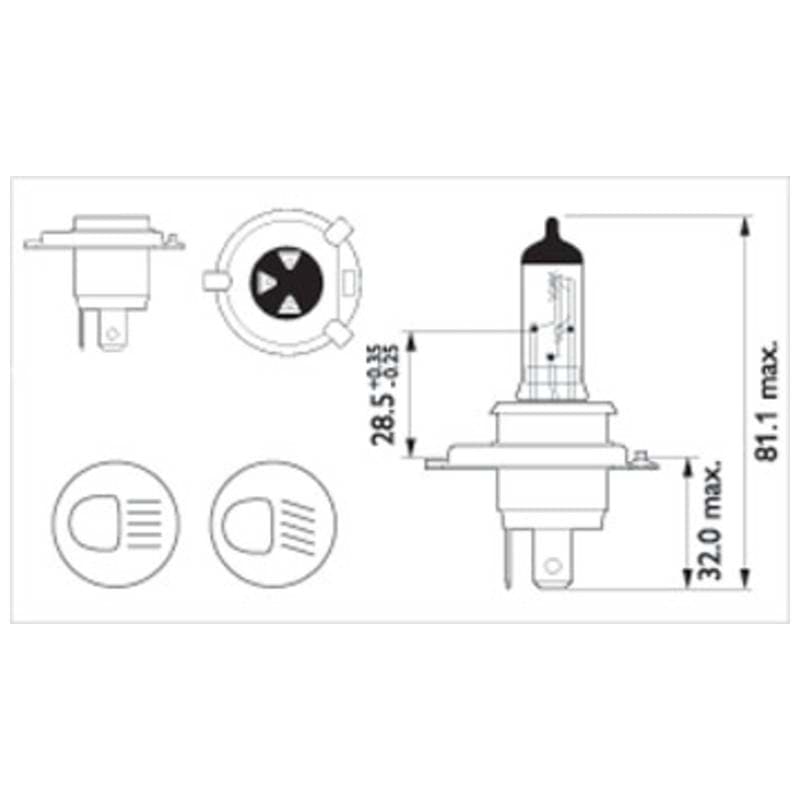 Bild von Scheinwerferbirne 12V/60-55W, H4, Sockel PK22S, weiss, Philips Xtremvision