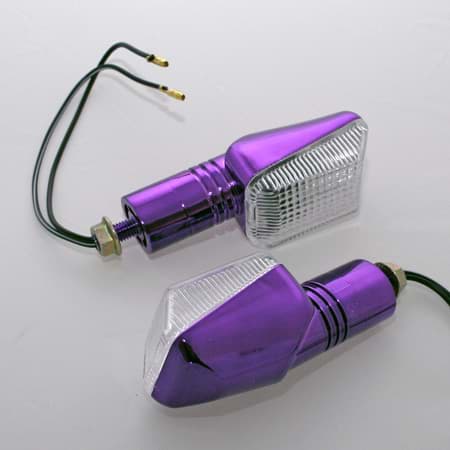 Bild von Blinker Standard, purple/weisses Glas, langer Stiel (Aktionspreis!)