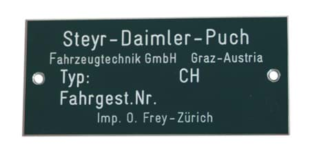 Bild von Typenschild Steyr - Daimler - Puch, leer